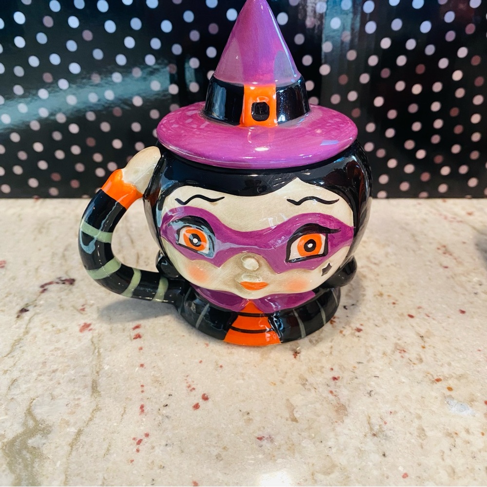 Johanna Parker Witch Hat Salt & Pepper Shaker Vintage Style Halloween Transpac - Picture 3 of 11